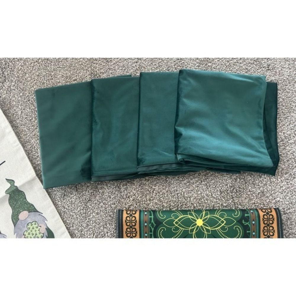 6-PC Gnome Garden Flag Celtic Decor Green Pillow Covers Table Runner St Patrick - Picture 3 of 4